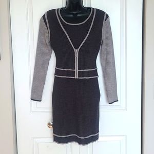 Vintage Carole Little Gray Sweater Dress Size SP